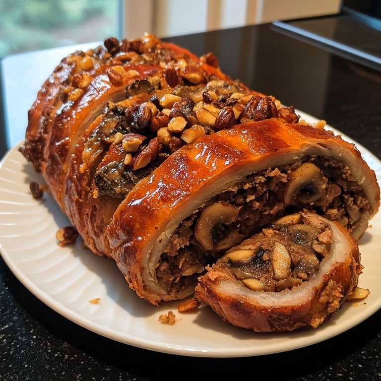 Rotkohl-Rouladen mit Pilz-Nuss-Füllung