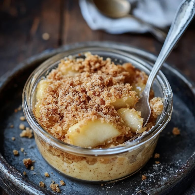 Bratapfel Apfel Crumble mit Vanilleeis