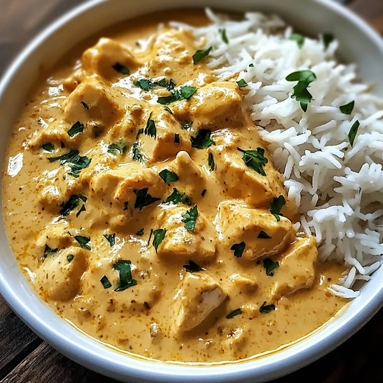 Cremiges Hähnchen mit Reis