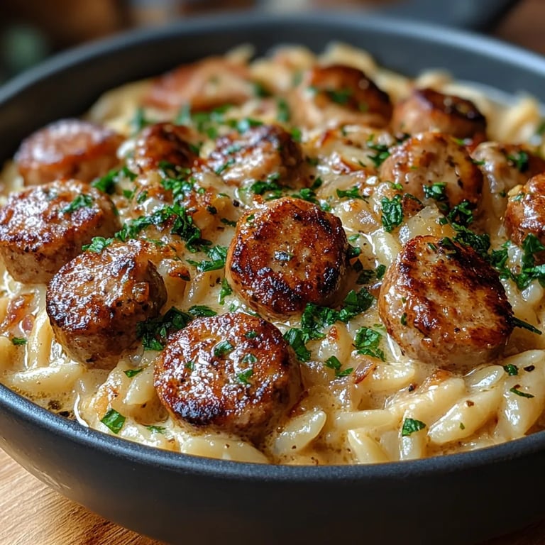 Cremiger Hähnchenwurst-Orzo: Ein Unglaubliches Ultimatives Rezept für 4 Personen