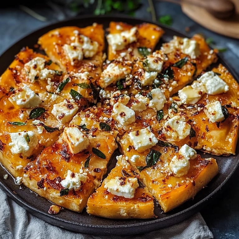 Gebackener Hokkaido mit Honig und Feta