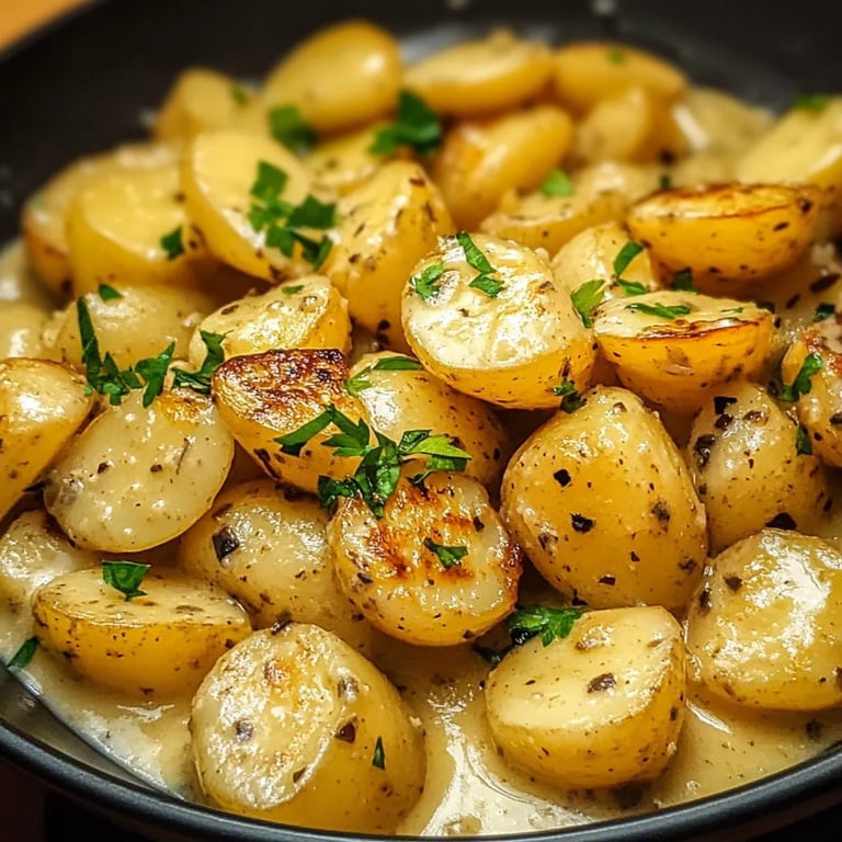Kartoffeln mit Knoblauch-Sahnesauce