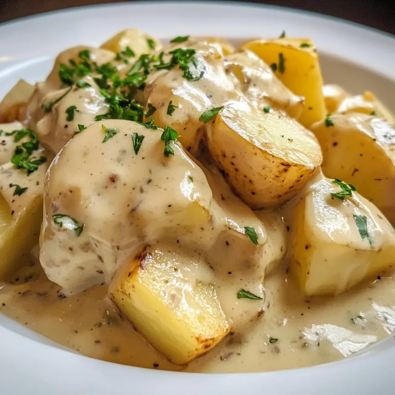 Kartoffeln in cremiger Knoblauchsoße