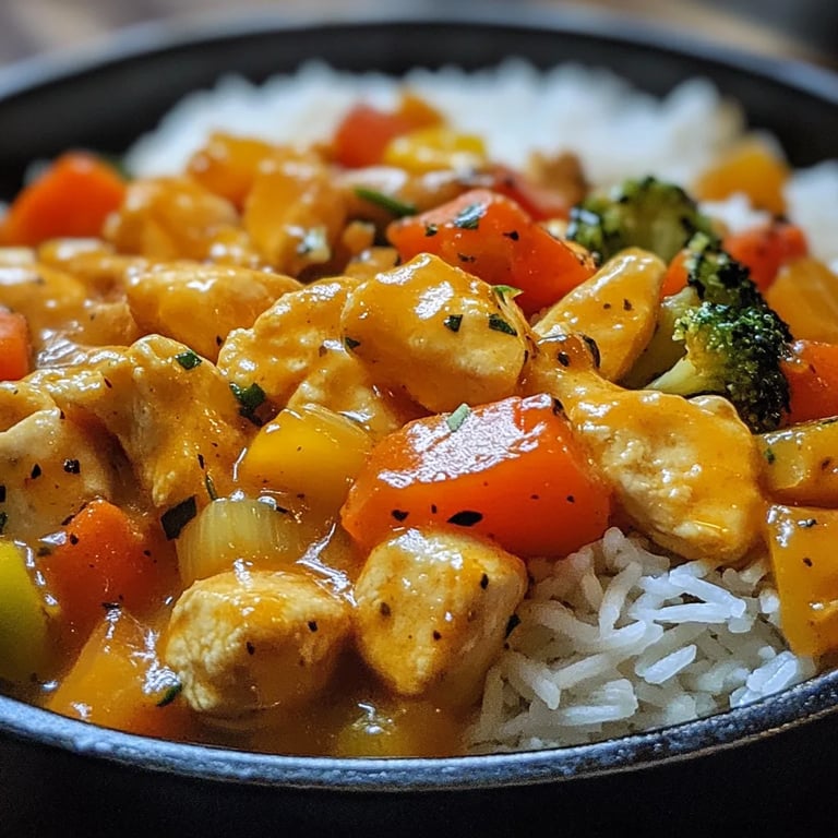 Kürbis Hähnchen Pfanne mit Reis