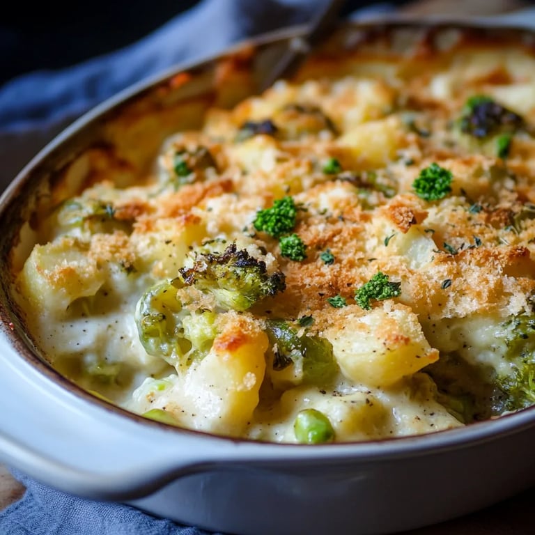 Cremiger Rosenkohl-Kartoffel-Auflauf