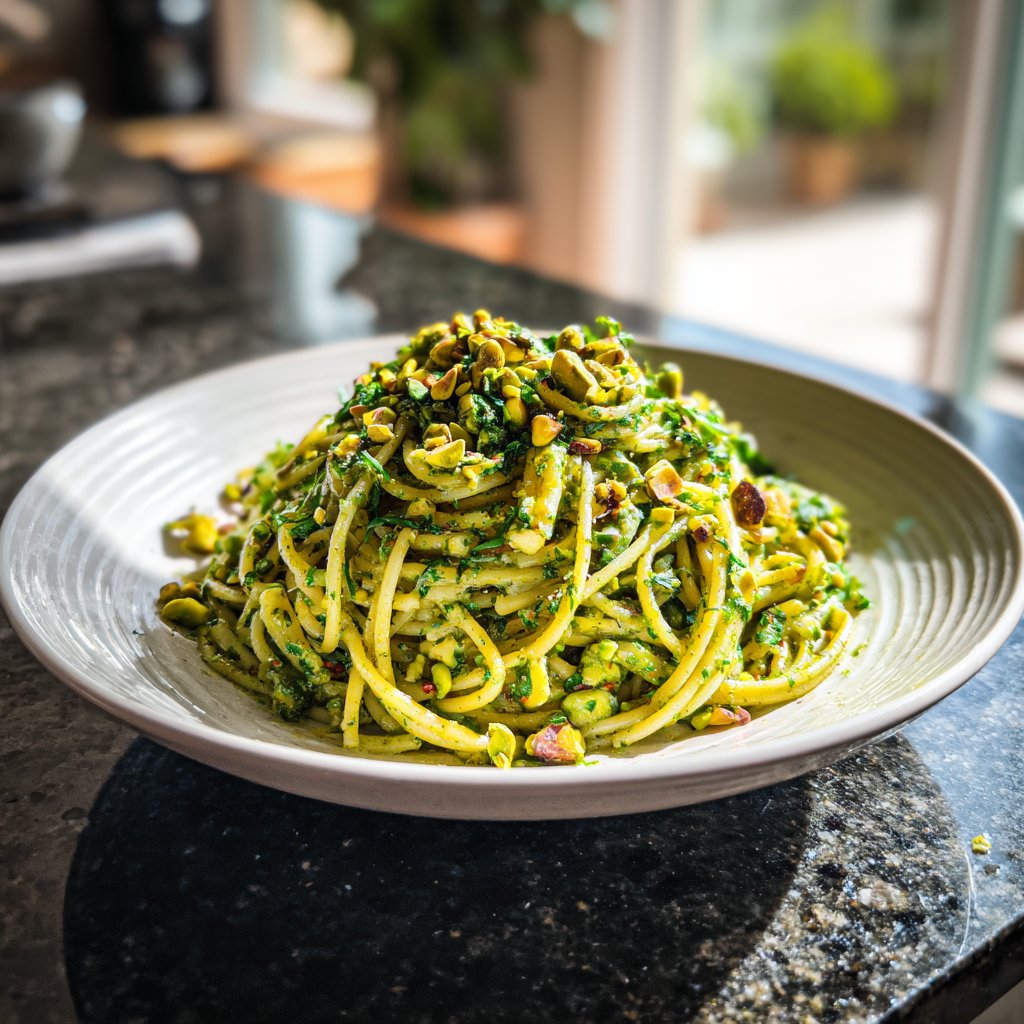 Pistazien- und Kräuterfrühling-Pasta