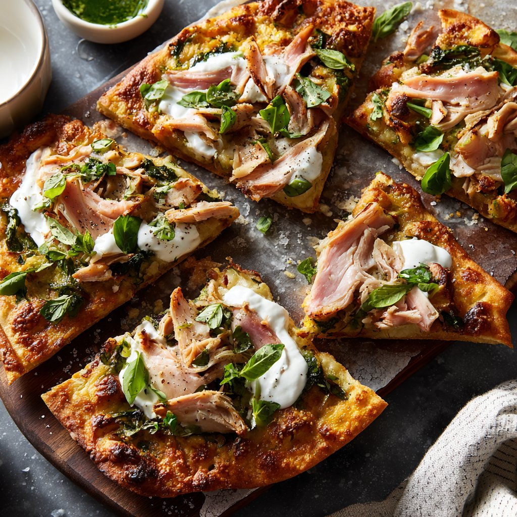 Frühjahrs Kräuter Puten Fladenbrote