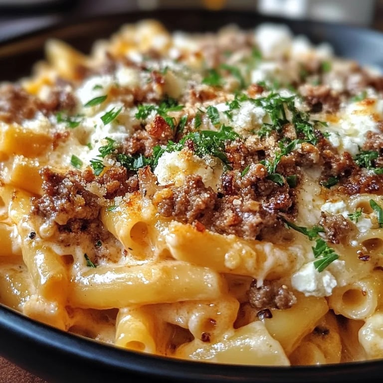 Griechischer Nudel-Auflauf mit Feta und Hackfleisch