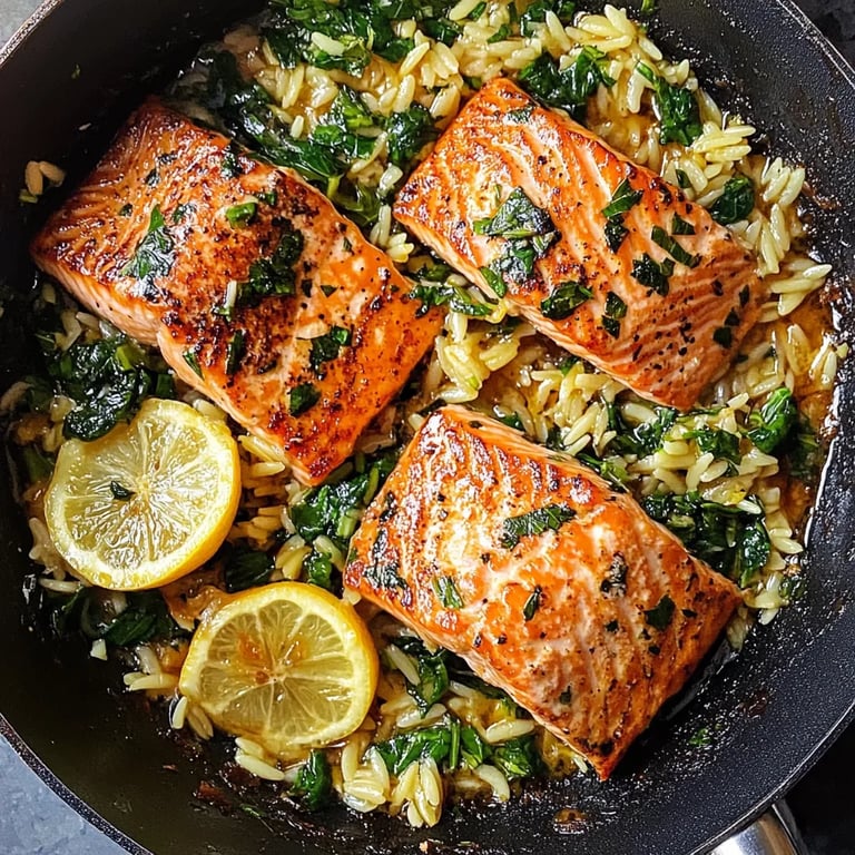 Lachs aus einer Pfanne mit Zitronen-Orzo: Ein Unglaubliches Ultimatives Rezept für 4 Personen