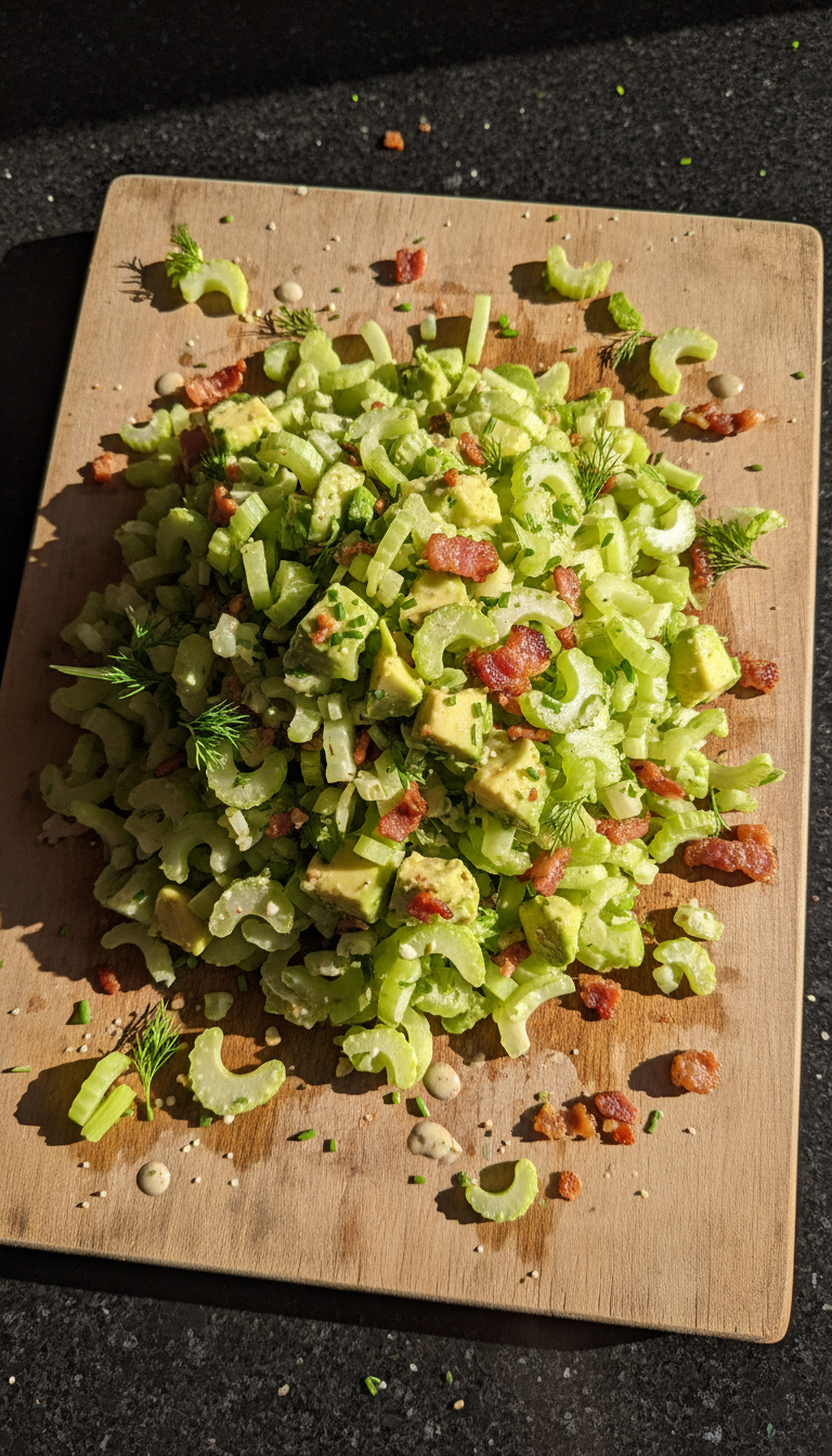 Sellerie Salat mit Speck und Avocado