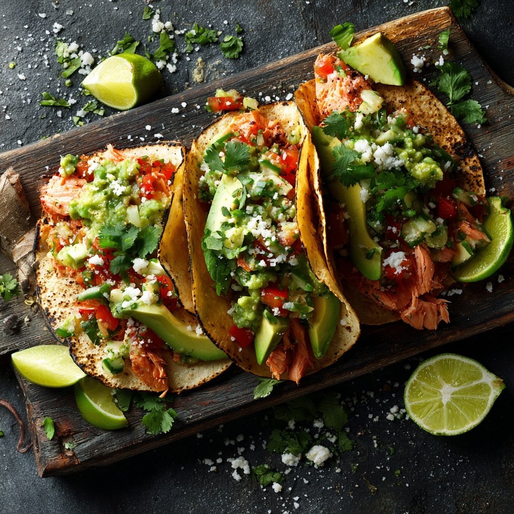 Lachs Tacos mit Avocado Salsa