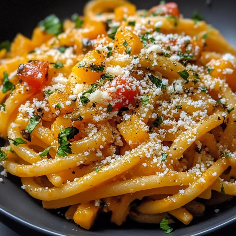 Kürbis Nudeln mit Feta