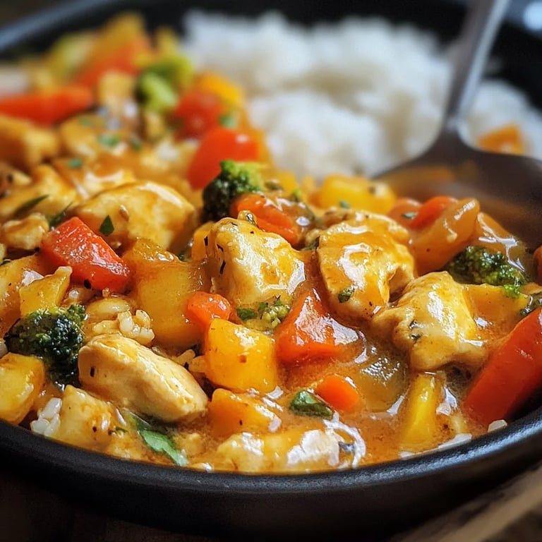 Kürbis Hähnchen Pfanne mit Reis