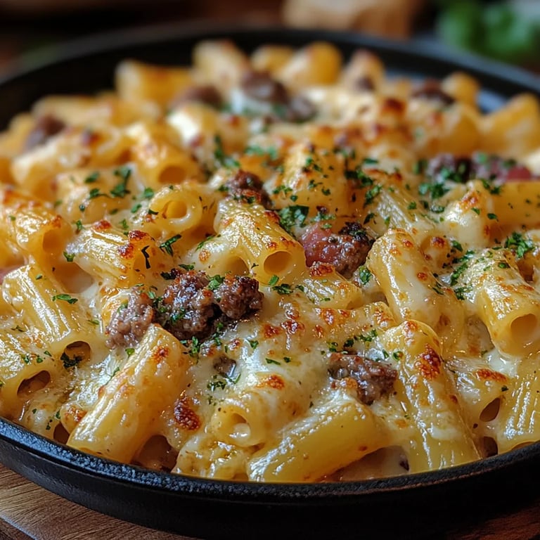 Gefüllte Cheeseburger-Alfredo-Pasta: Ein Unglaubliches Ultimatives Rezept