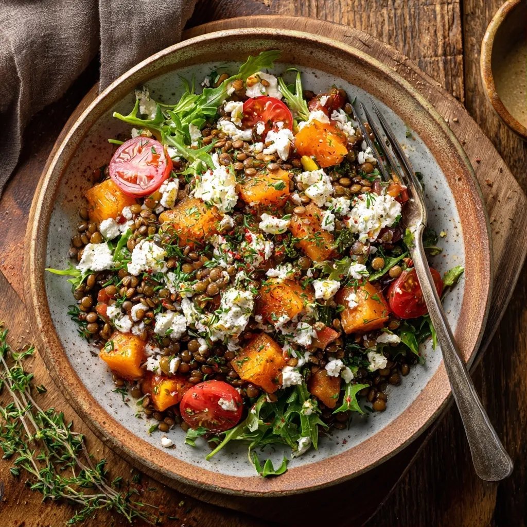 Salat mit Linsen Feta