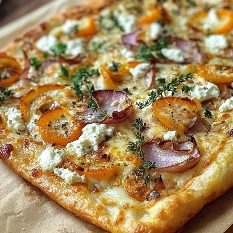 Kürbis-Flammkuchen mit Feta