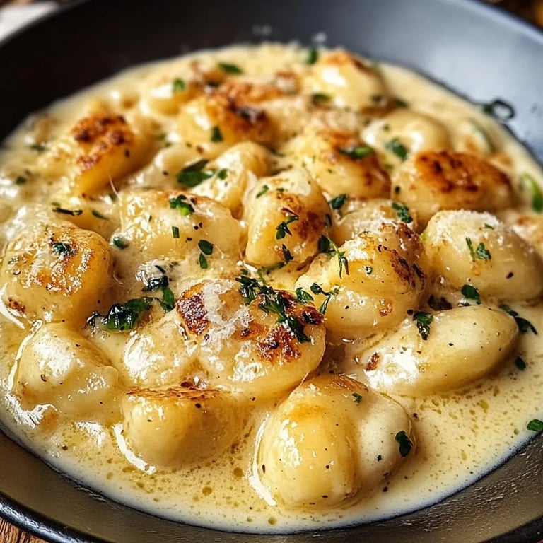 Cremige Knoblauch-Hähnchen-Gnocchi aus einer Pfanne