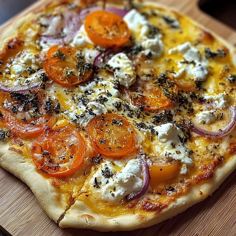 Kürbis-Flammkuchen mit Feta