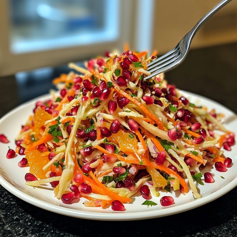 Orangen-Rotkohl-Salat mit Granatapfelkernen