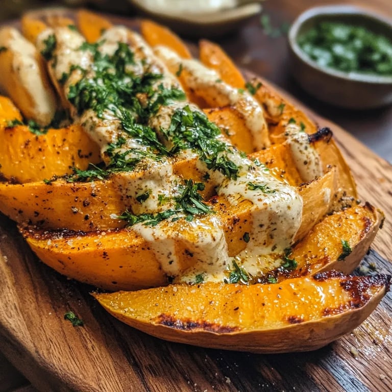 Butternut Kürbis mit Feta Dip aus dem Backofen