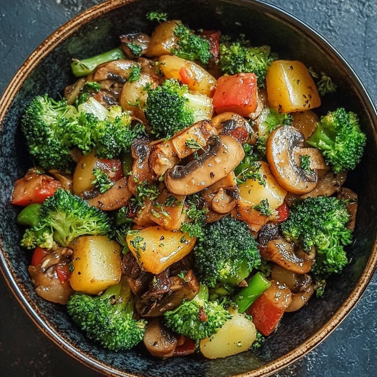 Brokkoli-Kartoffel-Pfanne mit Pilzen